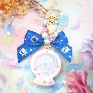 Pink Planisphere Globe Golden Star Charm (Glows)