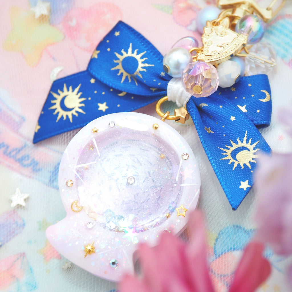 Pink Planisphere Globe Golden Star Charm (Glows)