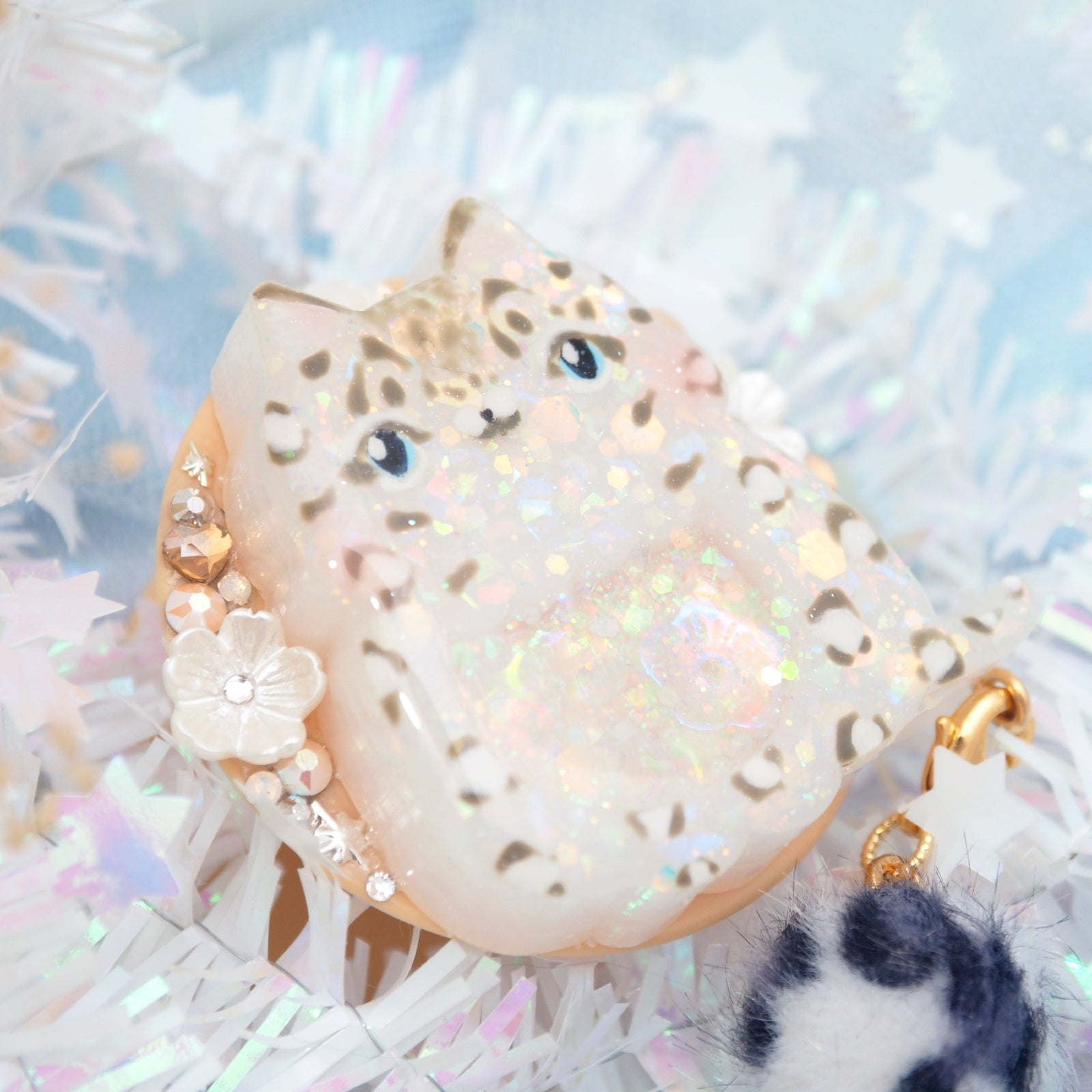 Painted Snow Leopard Grip (removable fluff ball)