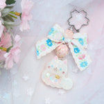 Shiba Charm with handpainted bead (White)
