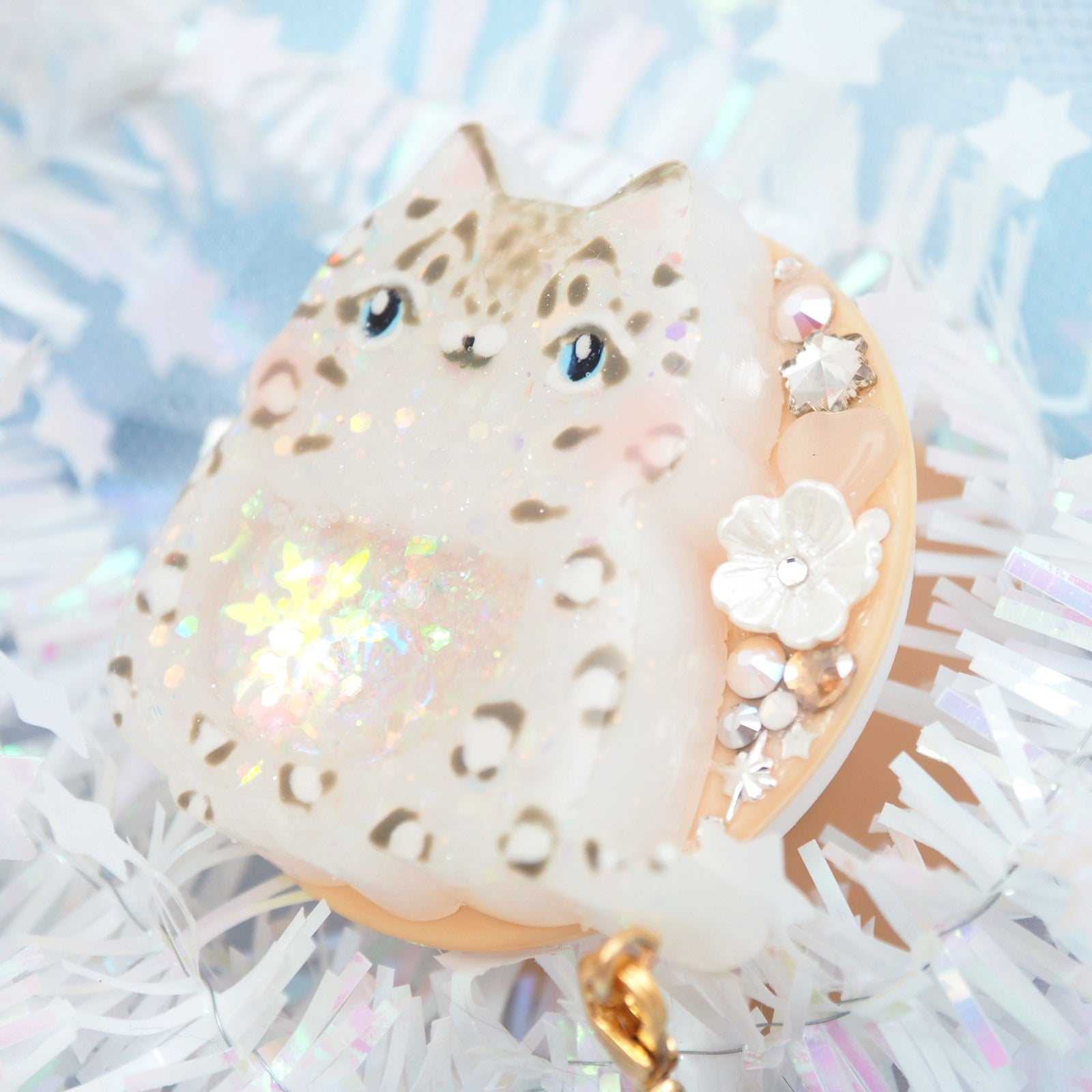 Painted Snow Leopard Grip (removable fluff ball)
