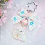 Shiba Charm with handpainted bead (White)