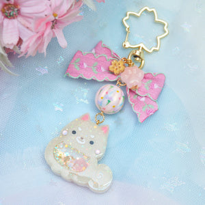 Sweet Shiba Charm with handpainted bead