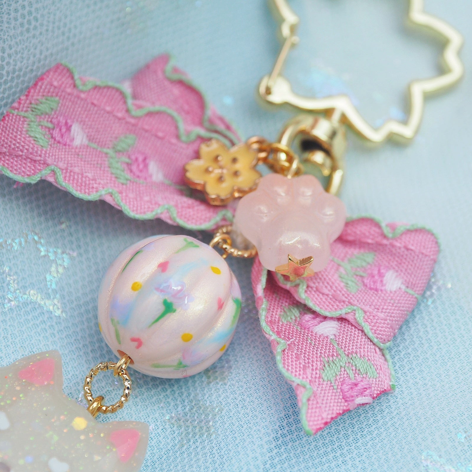 Sweet Shiba Charm with handpainted bead