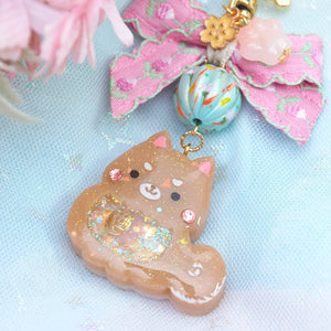 Shiba Charm with handpainted bead