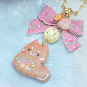 Shiba Charm with handpainted bead