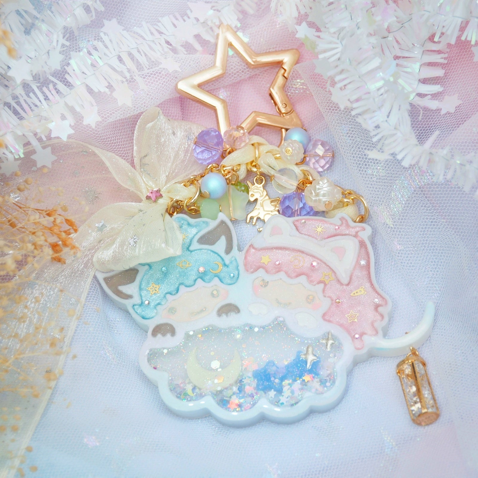 Starlight Twins Chunky Charm (cateye effect)