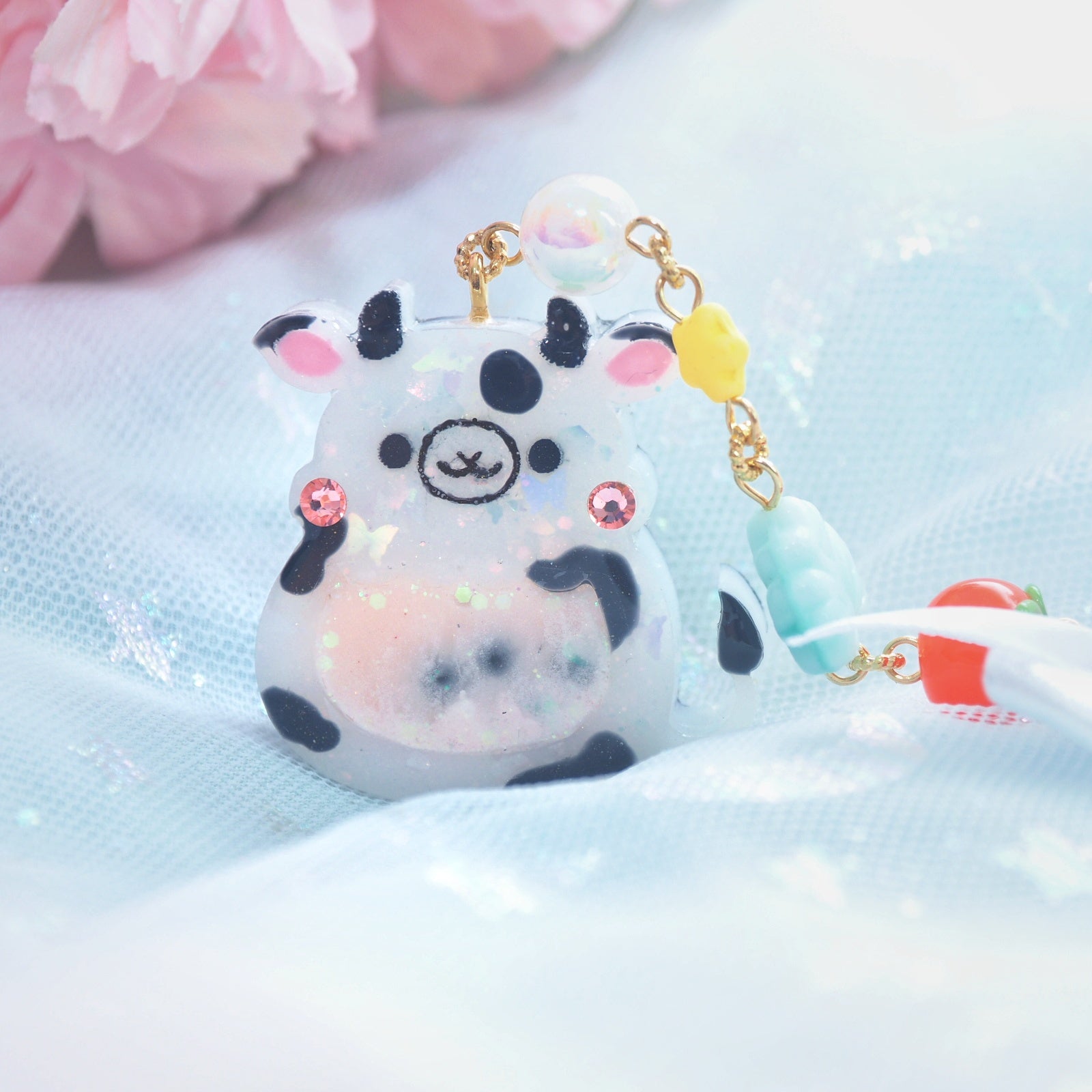Dangly Moo Strawberry Milk Charm