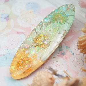 Summer Peppermint Floral Shaker Barette (Oval)