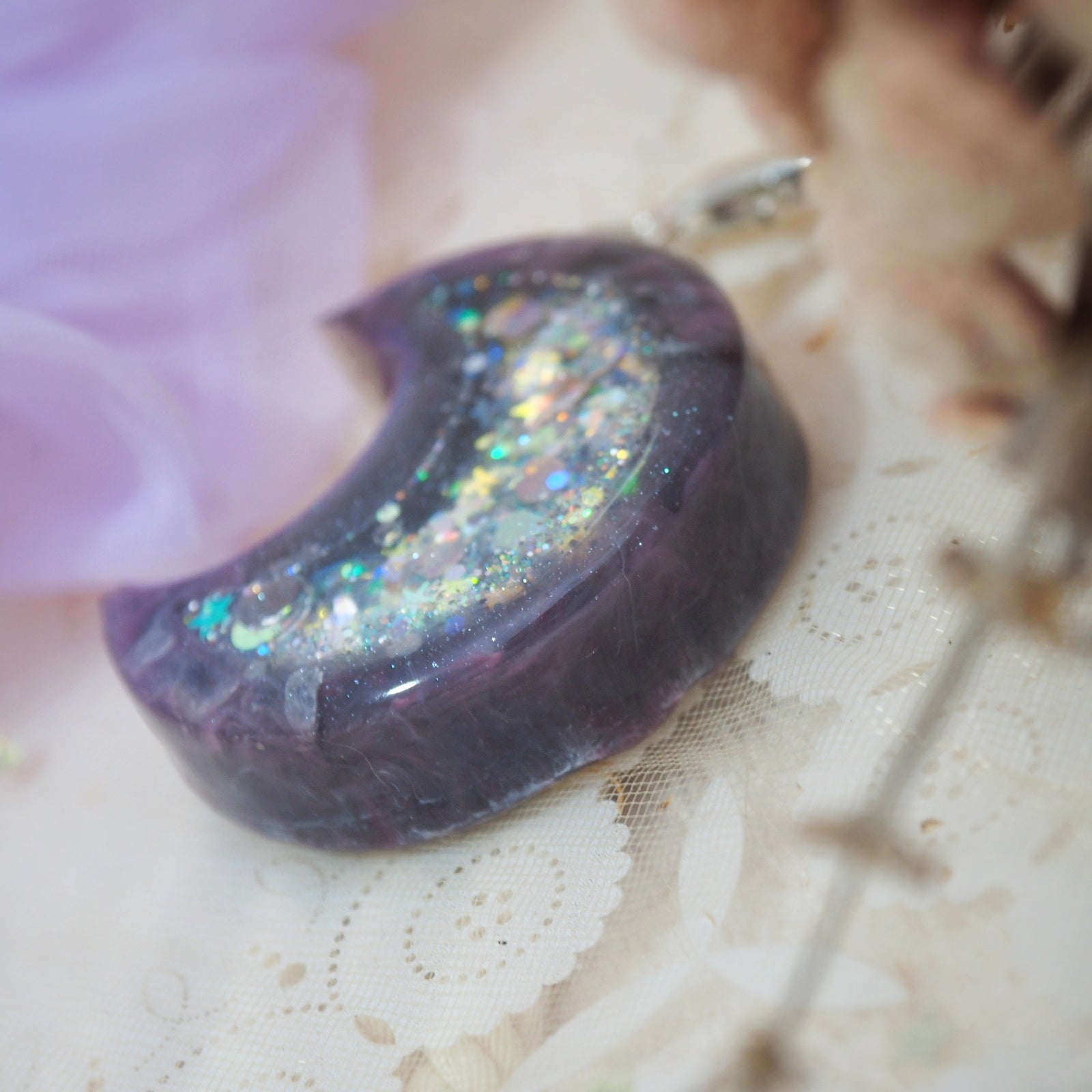 Baby Mars Charm with Lilac Organza Scrunchie
