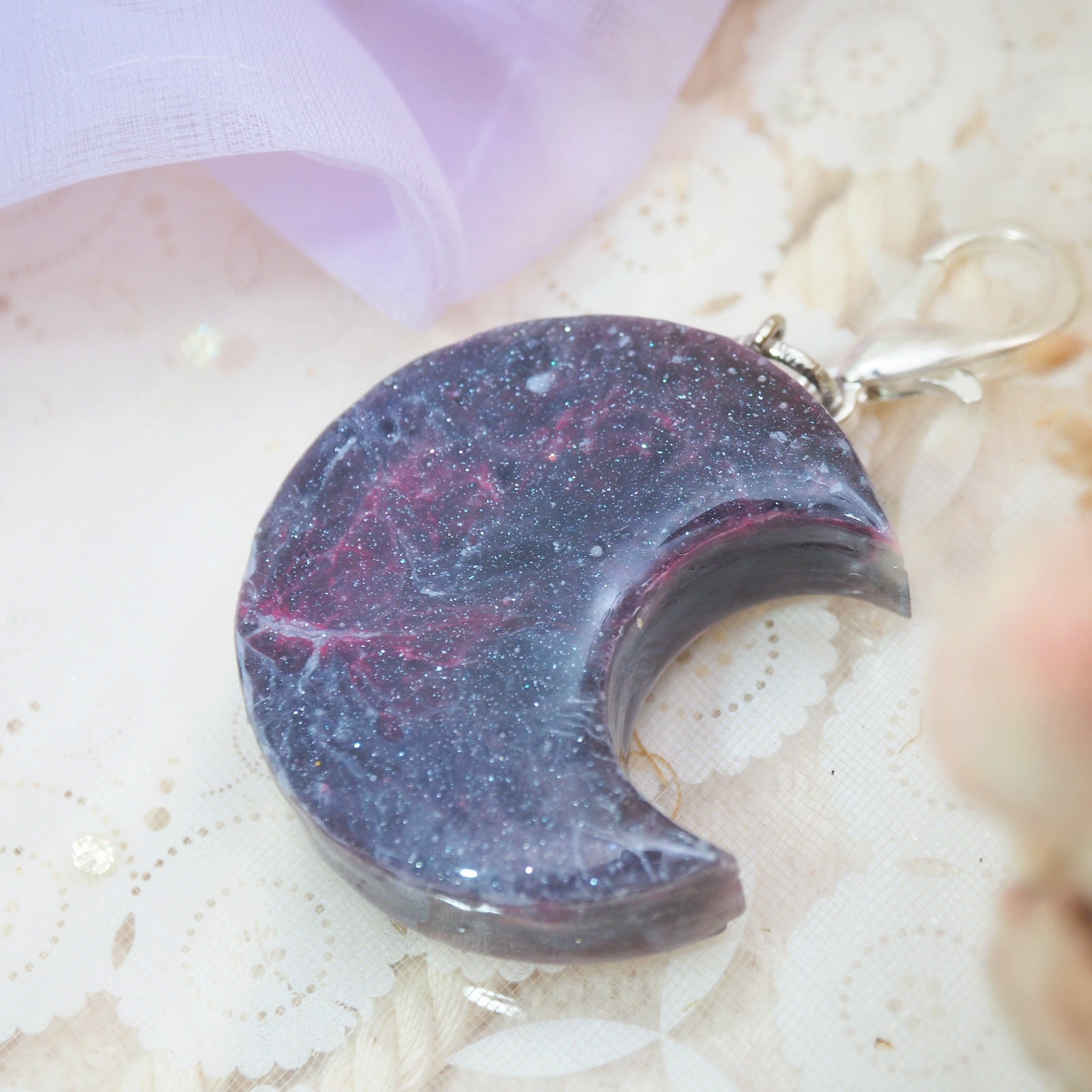 Baby Mars Charm with Lilac Organza Scrunchie