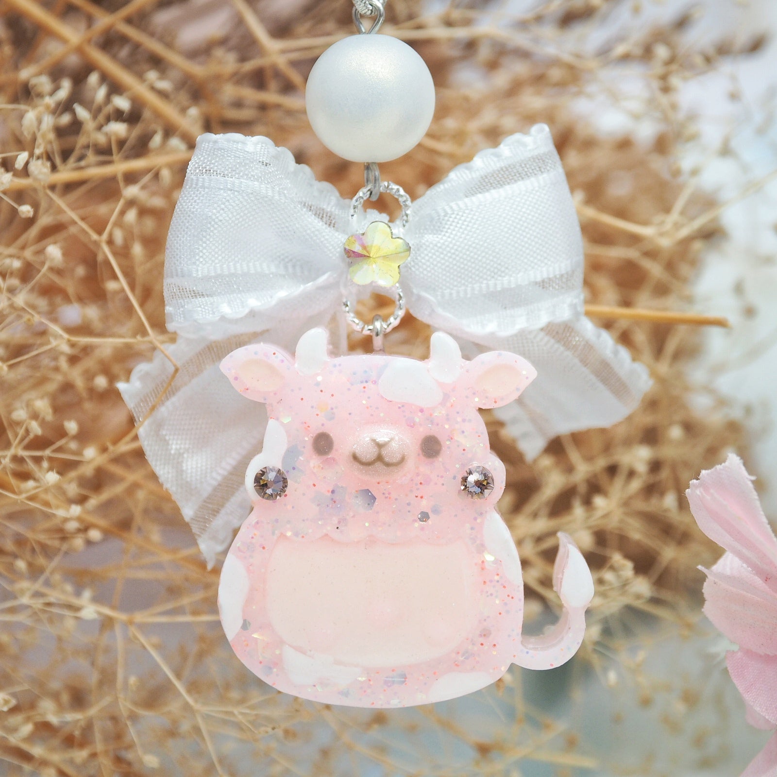 Pastel Strawberry Milk Moo Charm