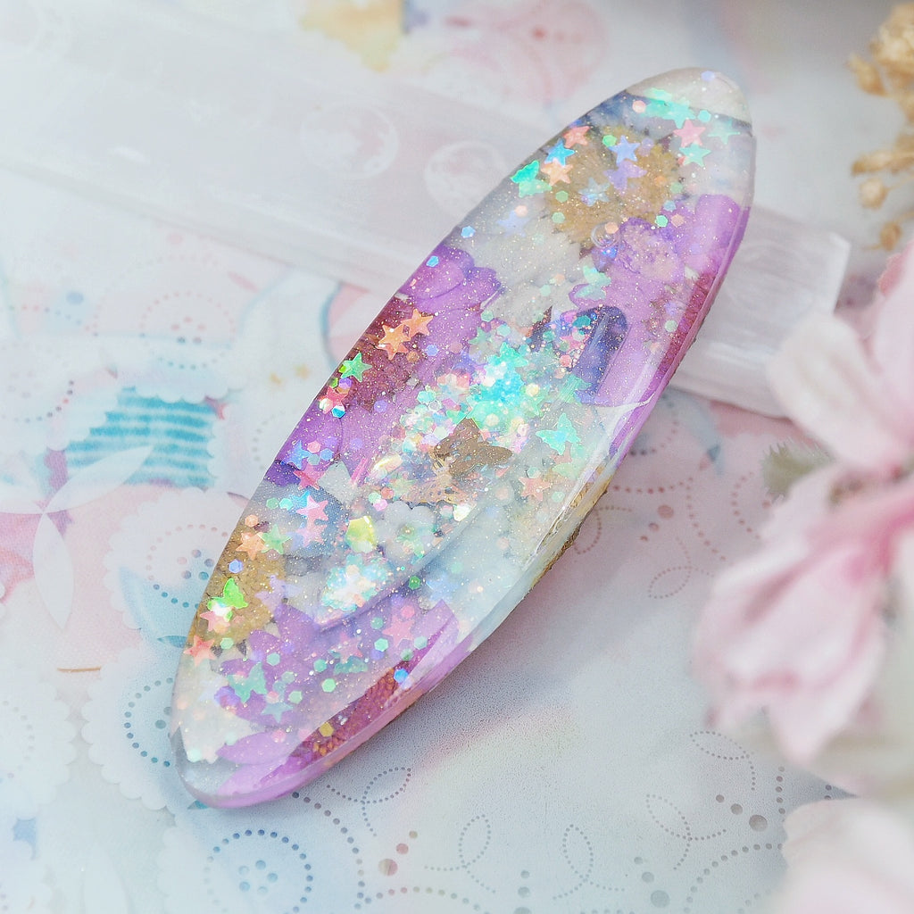 Butterfly Glass Floral Shaker Barette (Oval)