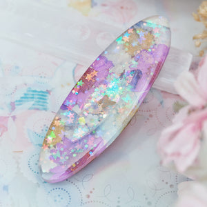 Butterfly Glass Floral Shaker Barette (Oval)