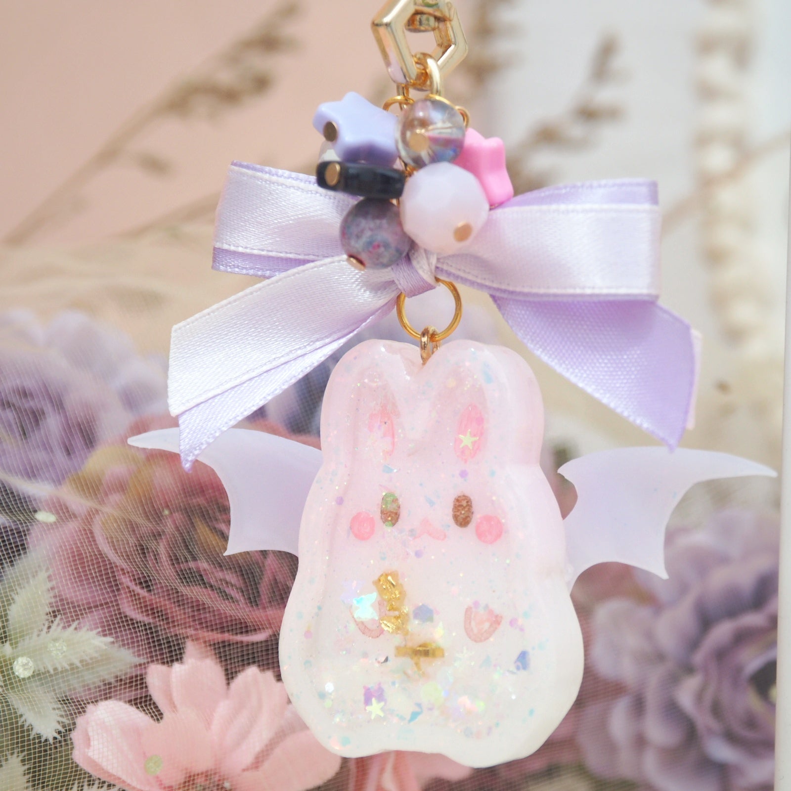Ombre Pink Bun with Purple Wings Vampy Bun Charm