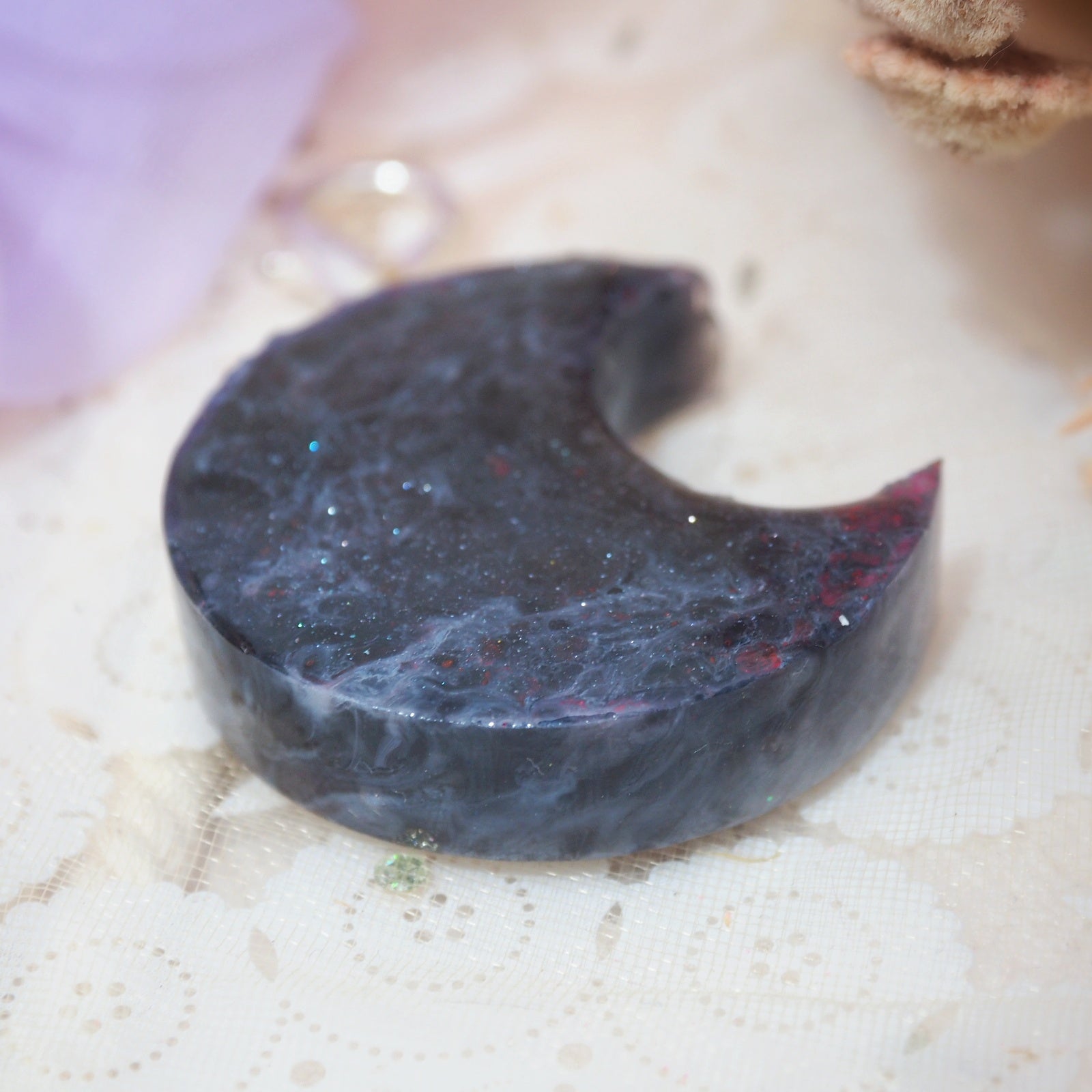 Baby Mars Charm with Lilac Organza Scrunchie