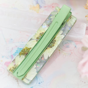 Butterfly Glass Floral Shaker Barette (Standard Rectangle)