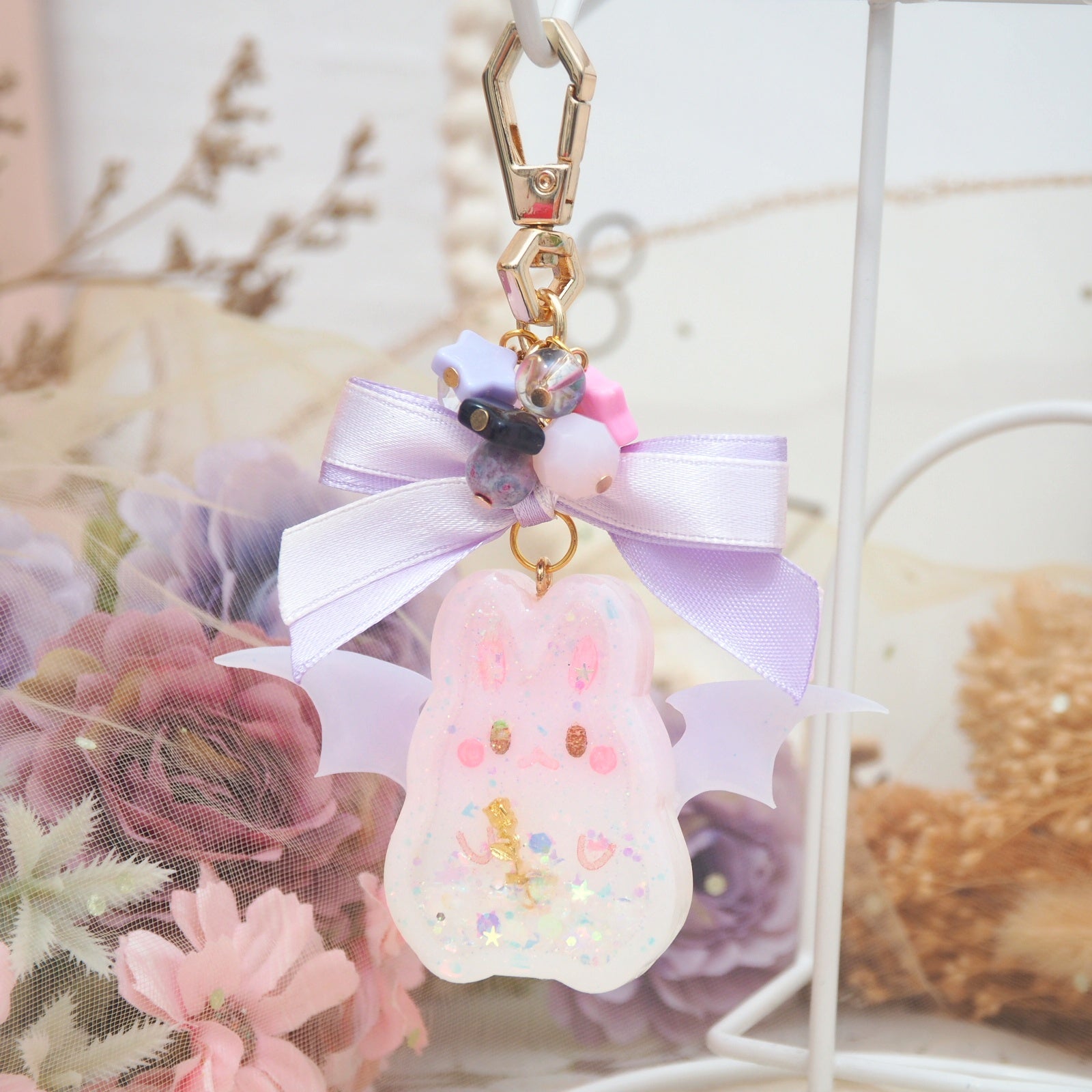 Ombre Pink Bun with Purple Wings Vampy Bun Charm
