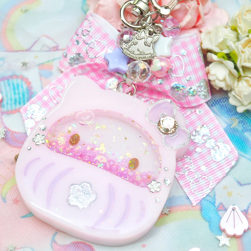 Pink Kitty Daruma Chunky Shaker Charm