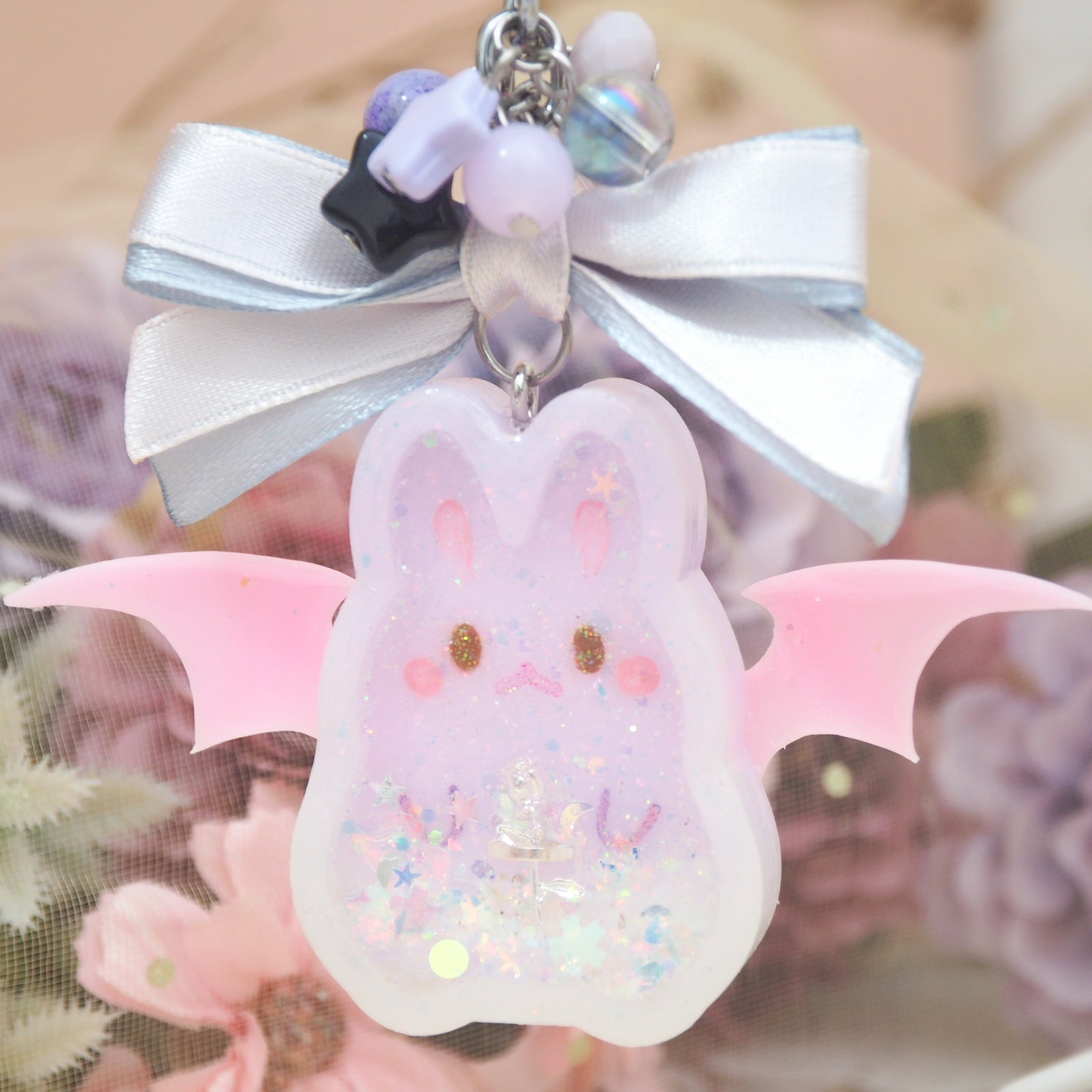 Ombre Purple Bun with Pink Wings Vampy Bun Charm