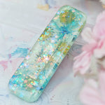 Butterfly Glass Floral Shaker Barette (Rounded Rectangle)