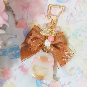 Siamese Cat Charm with Jacquard Chiffon Ribbon