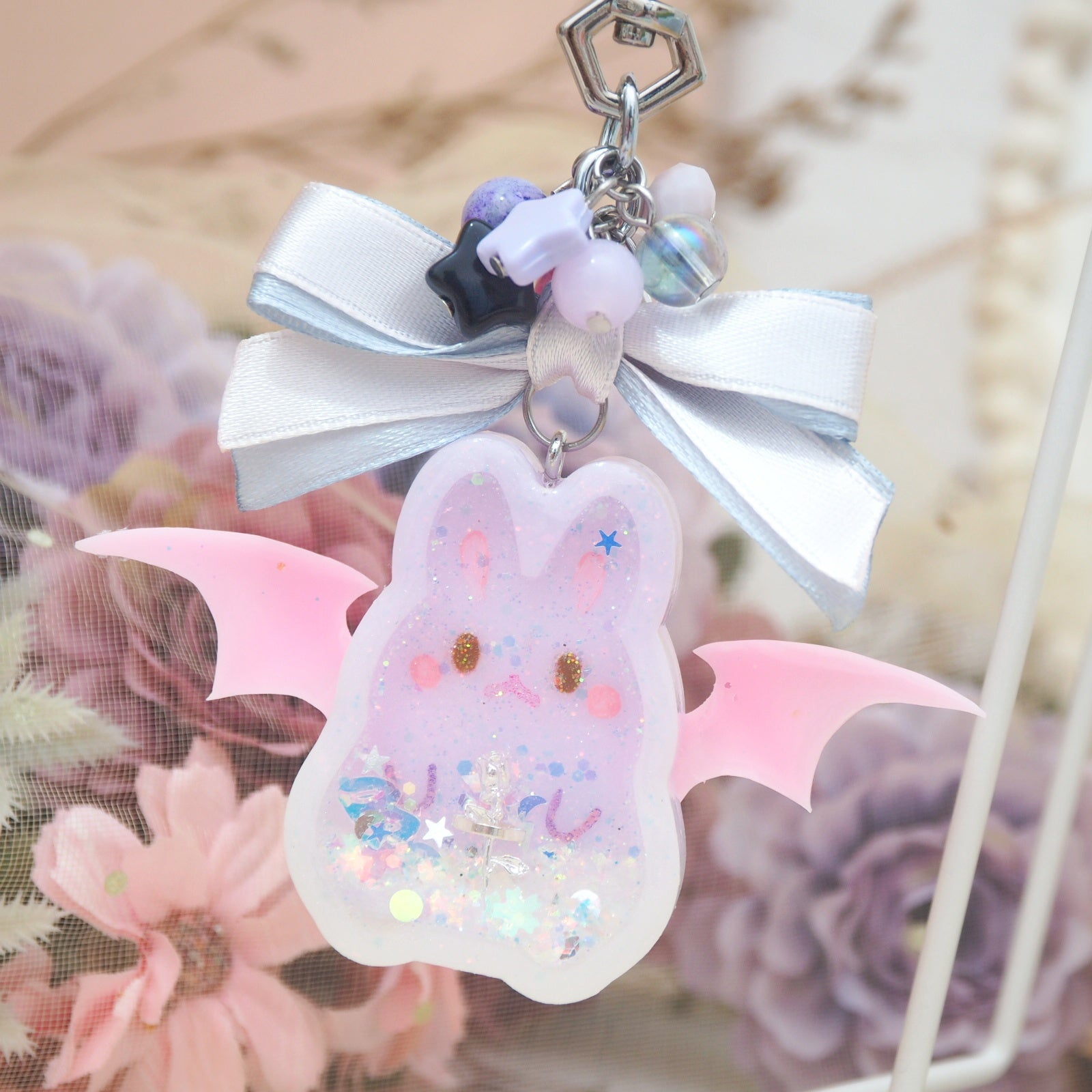 Ombre Purple Bun with Pink Wings Vampy Bun Charm