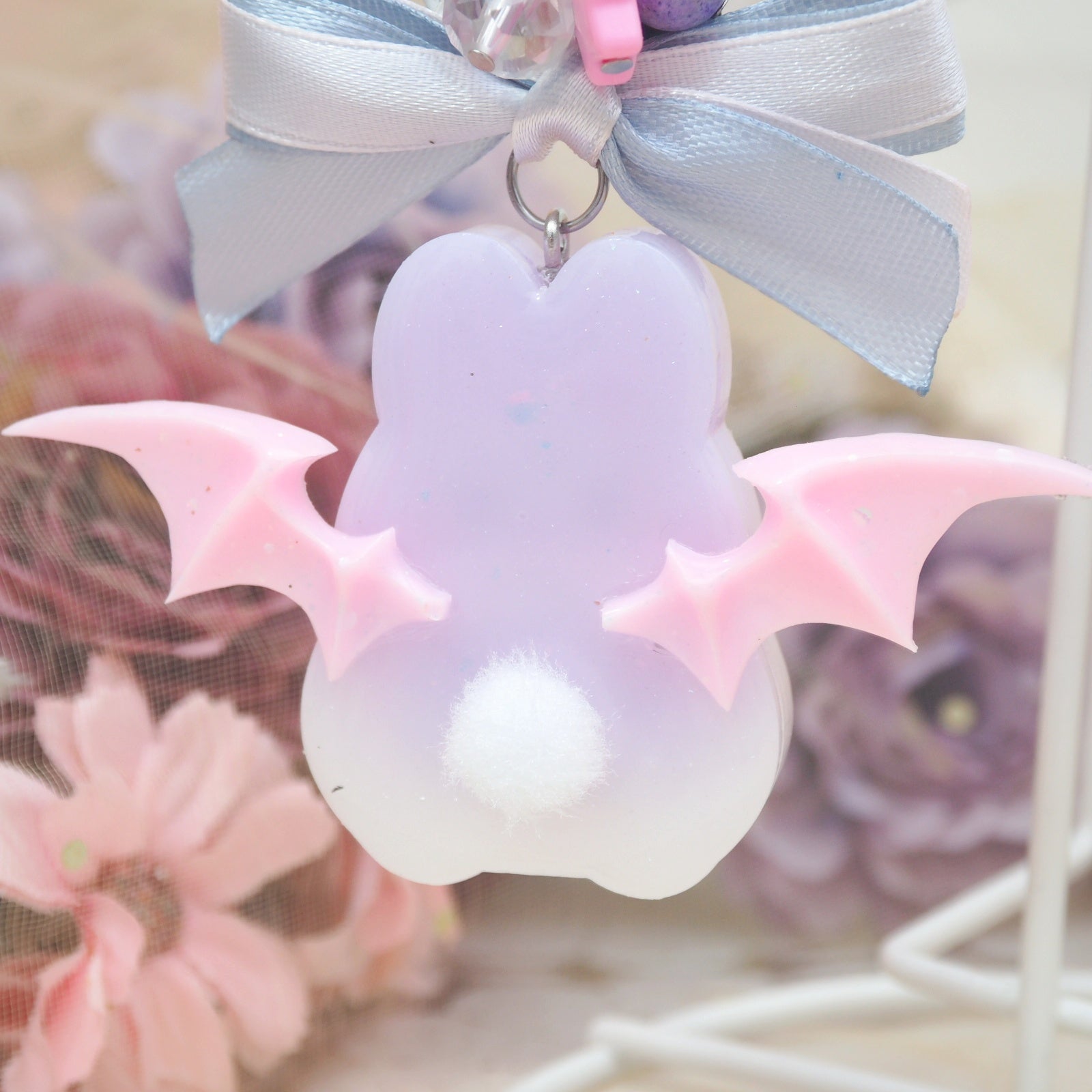 Ombre Purple Bun with Pink Wings Vampy Bun Charm