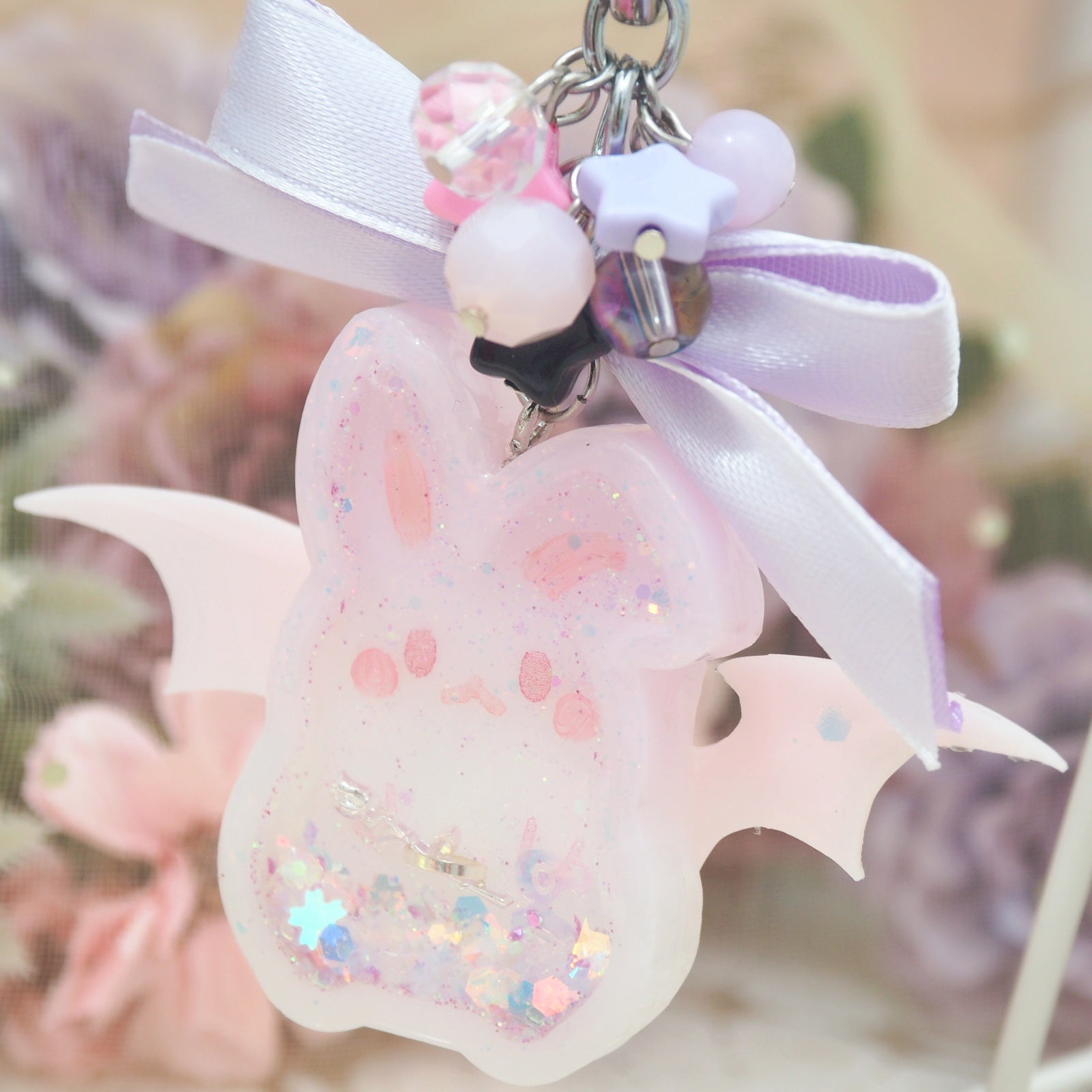 Ombre Lilac Bun with Pink Wings Vampy Bun Charm