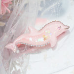 Bejewelled Pink Dolphin (6cm slim clip)