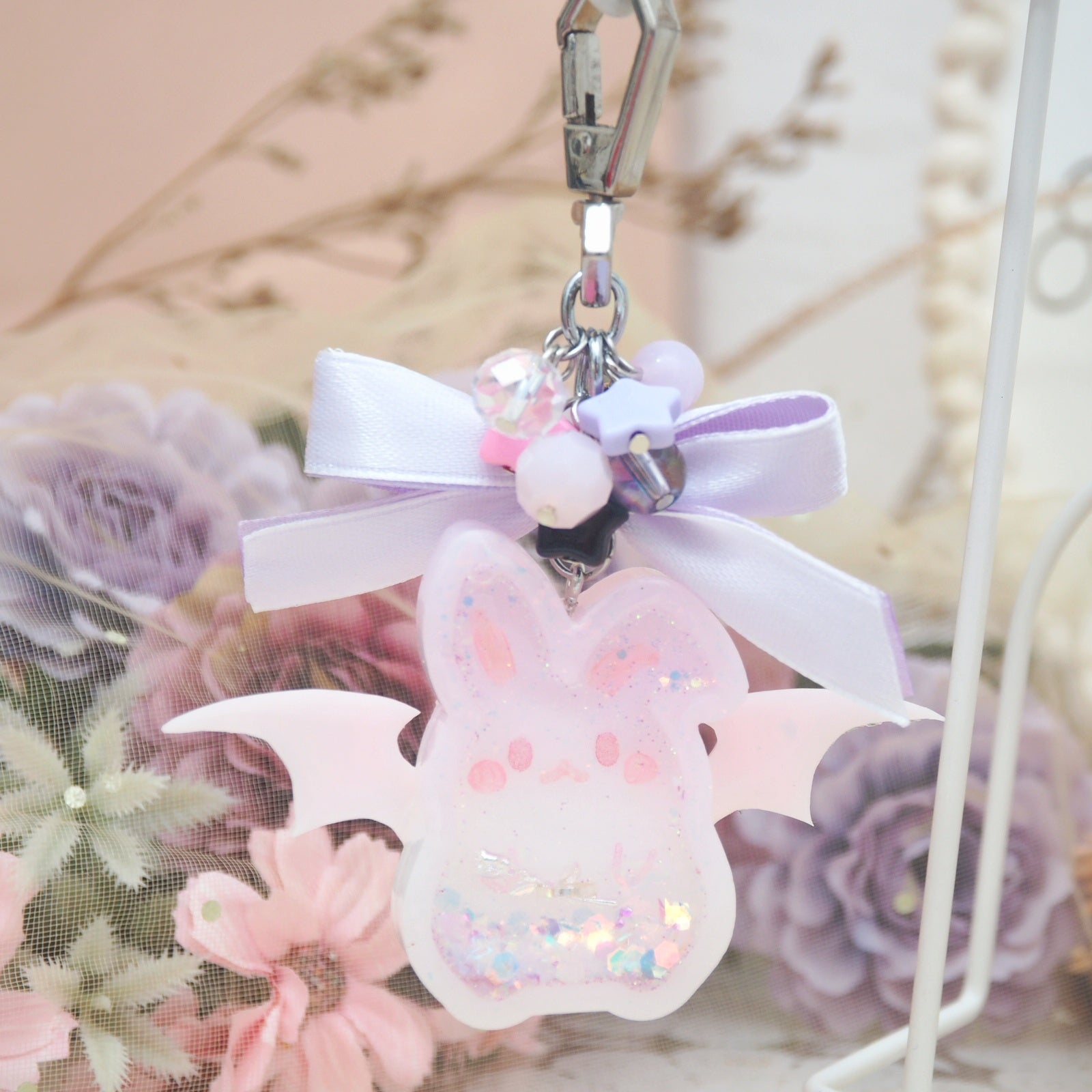 Ombre Lilac Bun with Pink Wings Vampy Bun Charm