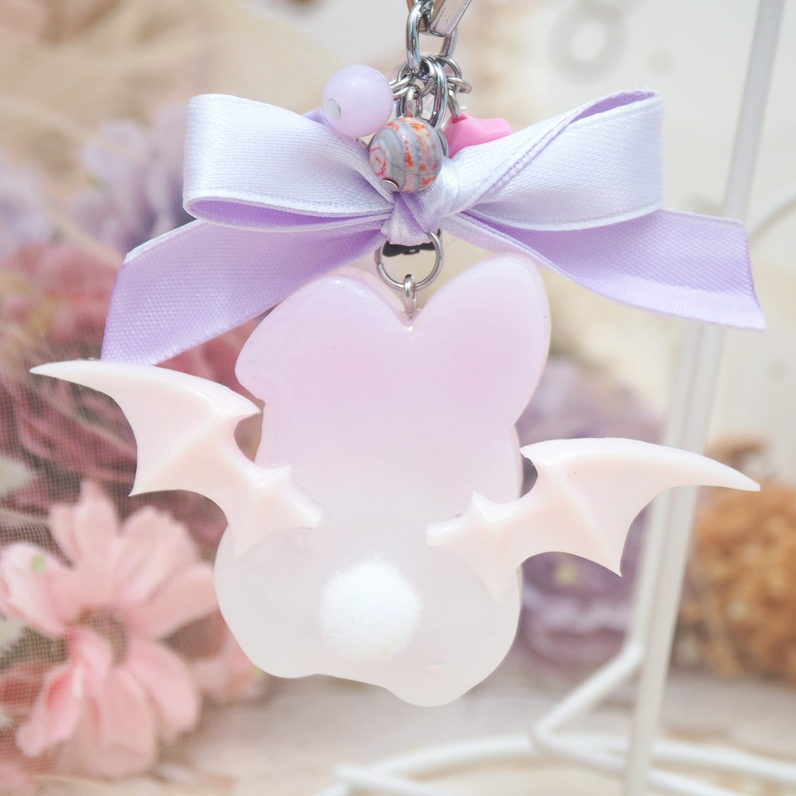 Ombre Lilac Bun with Pink Wings Vampy Bun Charm
