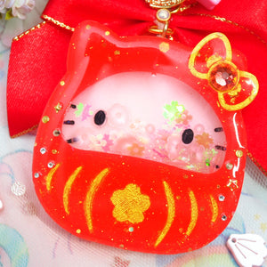 Red Kitty Daruma Chunky Shaker Charm