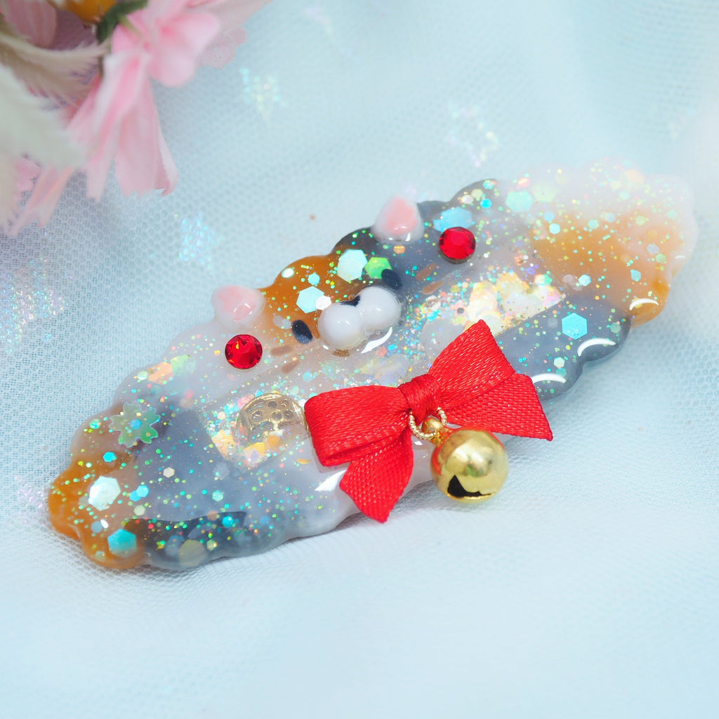 Calico Clip Shaker Barrette with Sculpture (Cloud)