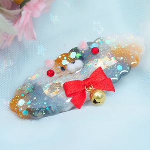 Calico Clip Shaker Barrette with Sculpture (Cloud)