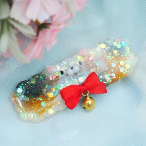 Calico Clip Shaker Barrette with Sculpture (Cloud Bar)