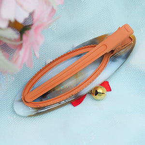 Calico Clip Shaker Barrette with Sculpture (Oval)