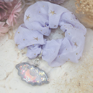 Marble Bat Charm with Lilac Starry Scrunchie