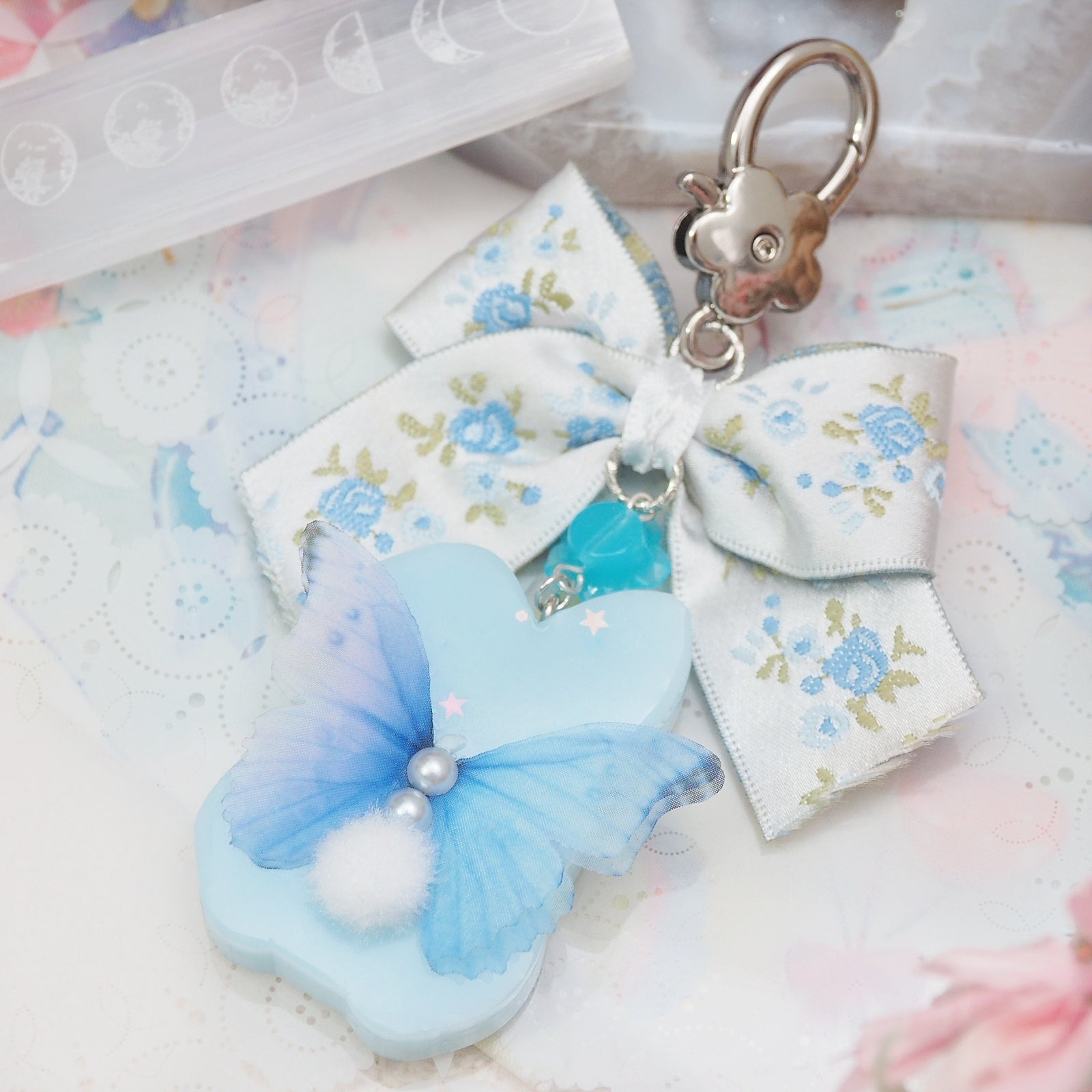 Bluebell Fairy Bun with Embroidered Floral Bow