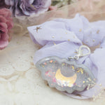 Marble Bat Charm with Lilac Starry Scrunchie