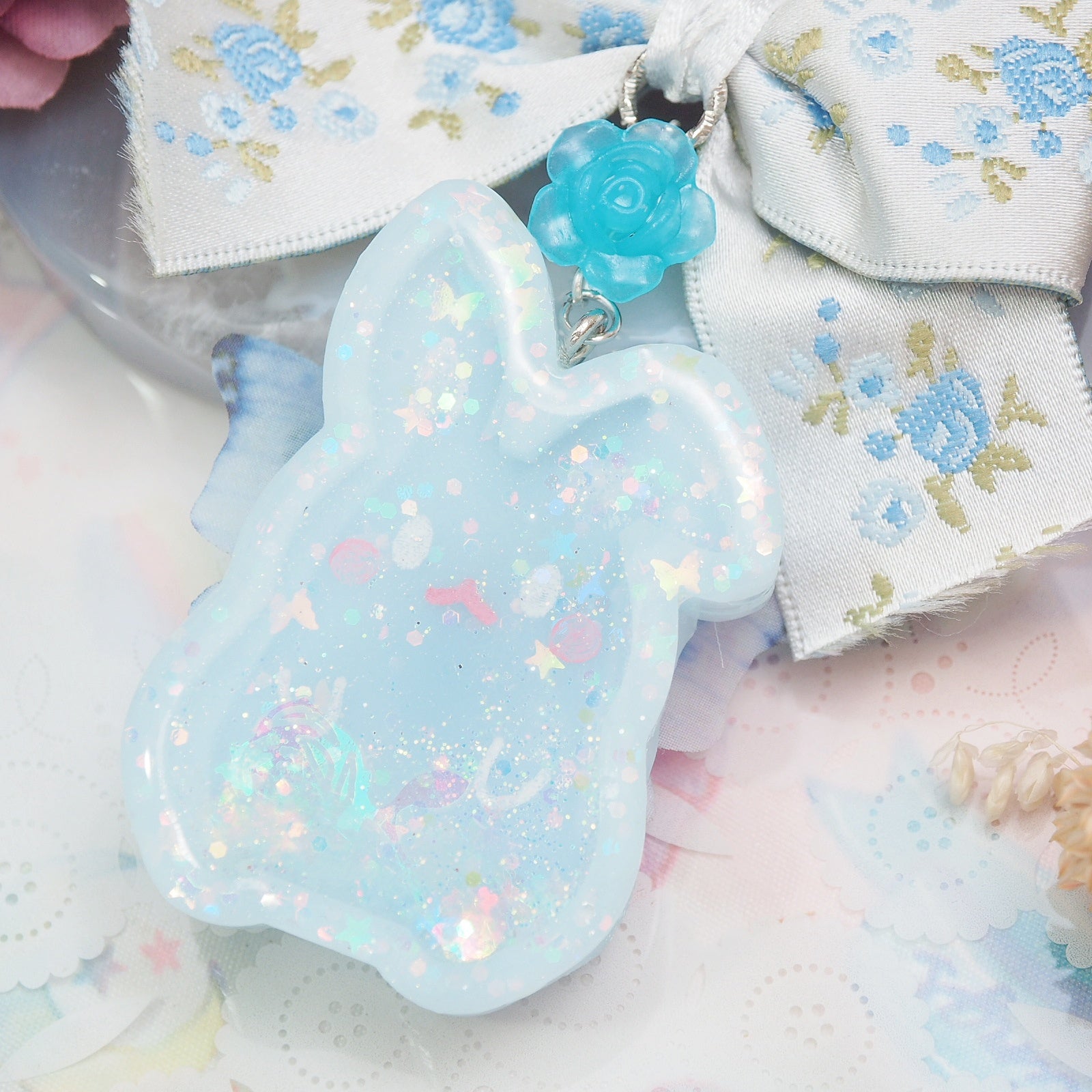Bluebell Fairy Bun with Embroidered Floral Bow