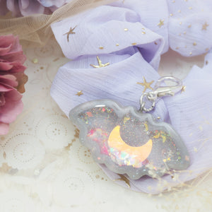 Marble Bat Charm with Lilac Starry Scrunchie