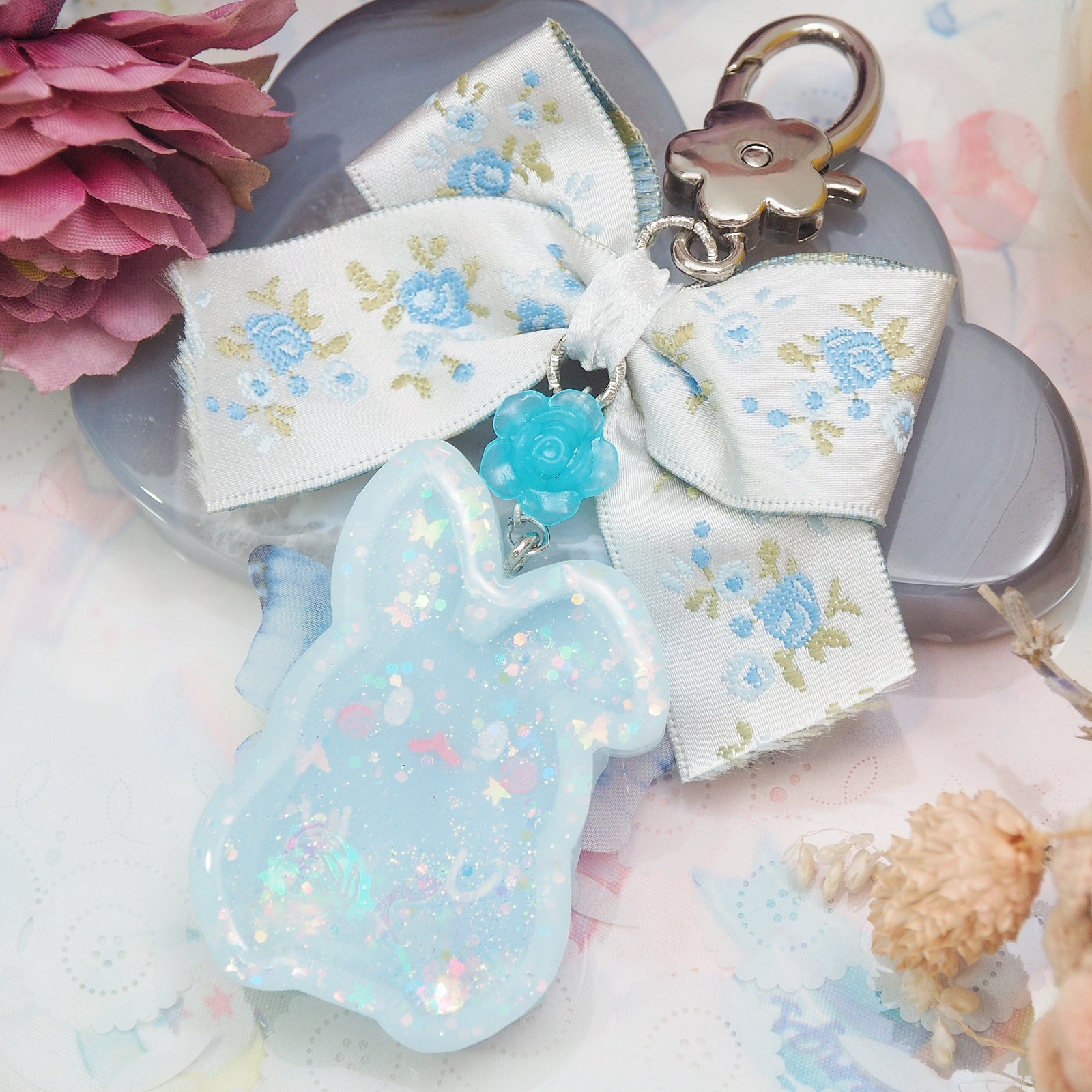 Bluebell Fairy Bun with Embroidered Floral Bow