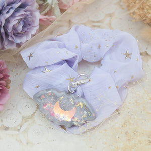 Marble Bat Charm with Lilac Starry Scrunchie