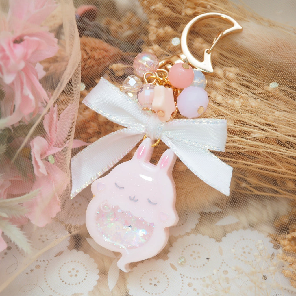 Pink Ghostie Boo Bun Charm (Glows)