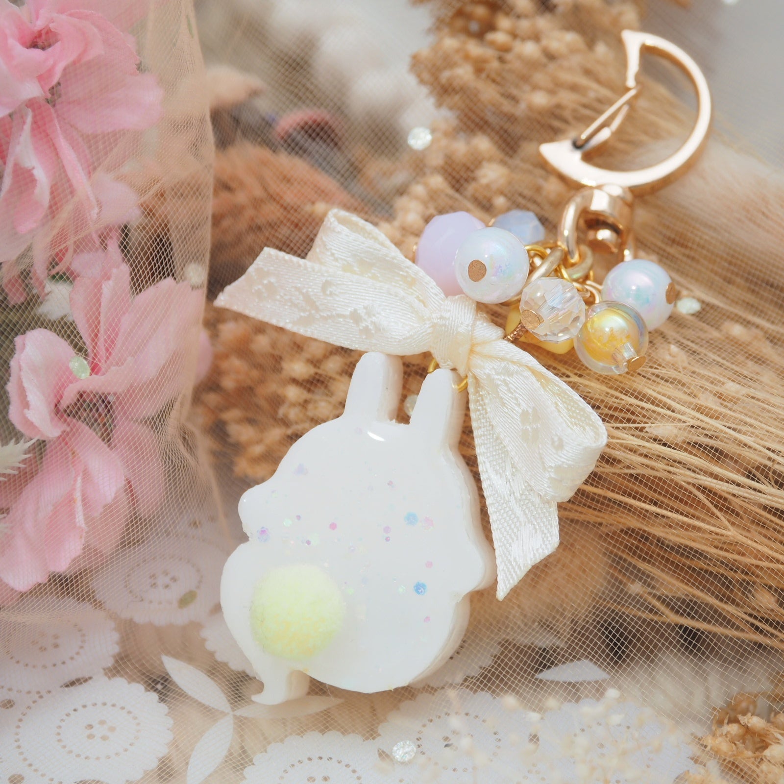 Peach Ghostie Boo Bun Charm (Glows)