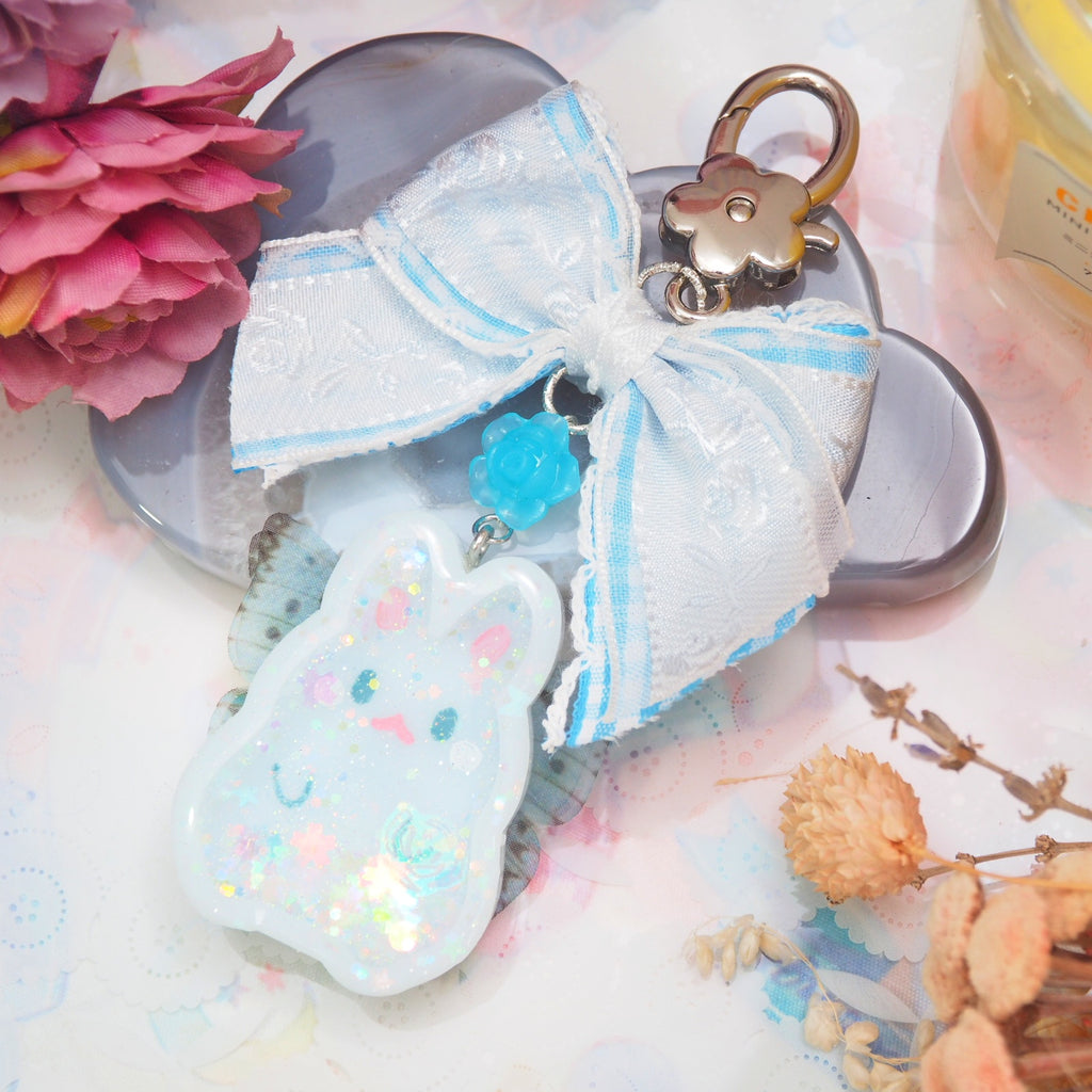 Delphinium Fairy Bun with Floral Checkered Bow