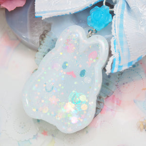 Delphinium Fairy Bun with Floral Checkered Bow