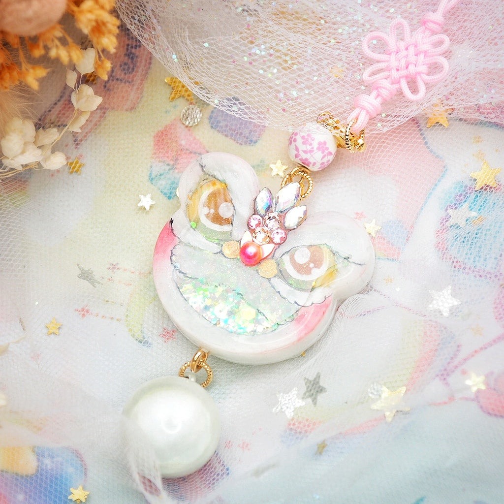 Pink Lion Dance Charm
