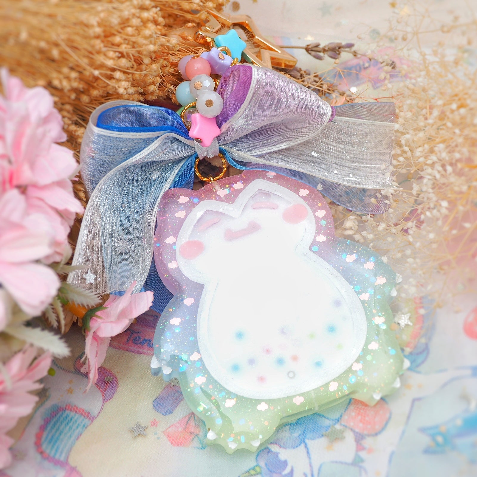 Rainbow Sky Glow Boba Belly Chunky Charm (Glowing, White back)